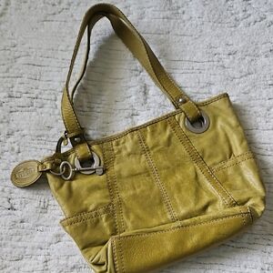 Fossil Green Leather Shoulder Bag